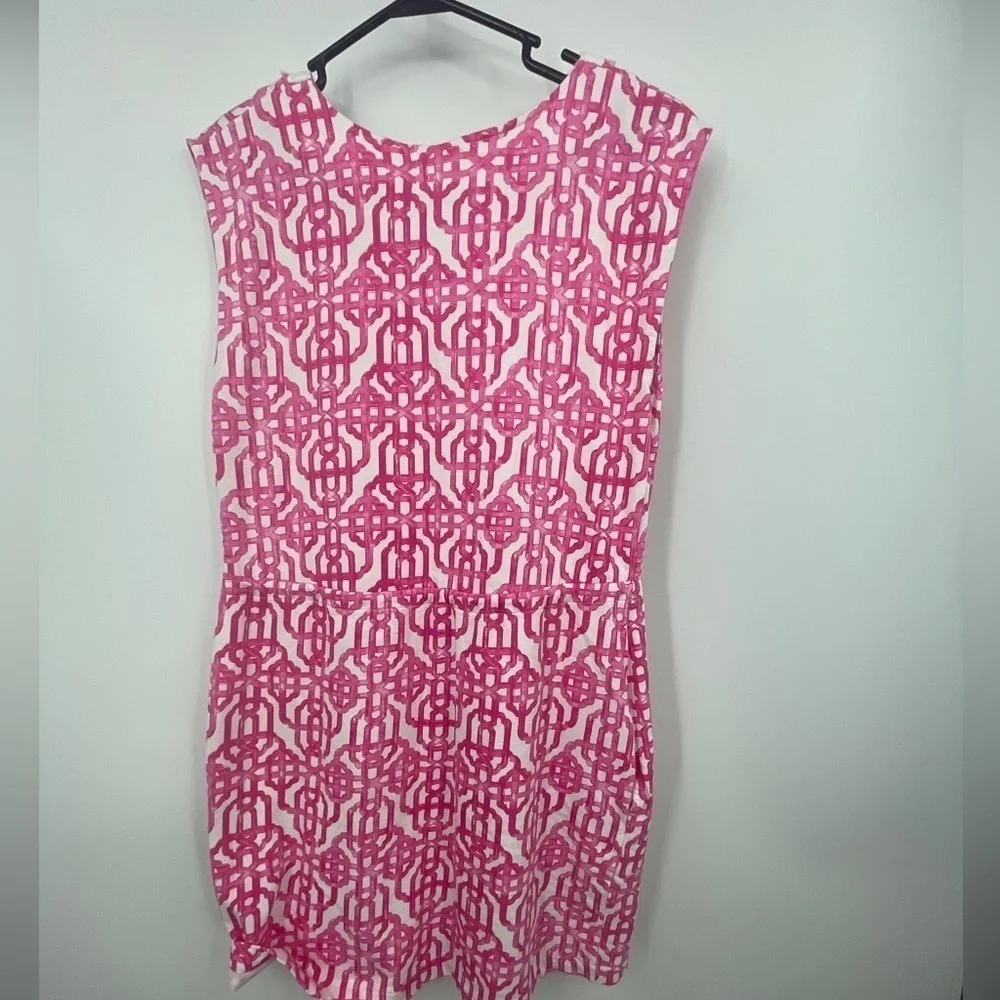 Mud Pie Boutique Sz M Pink White “Millie” Lattice Dress French Terry Lined - Picture 6 of 8